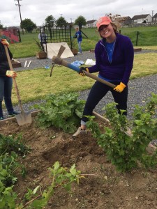 working in the garden