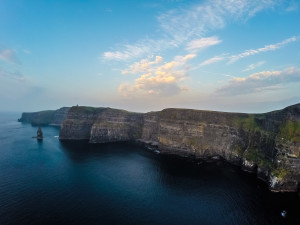 arial view of the cliffs of moher