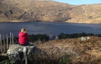 student viewing a lake in Donegal, Ireland