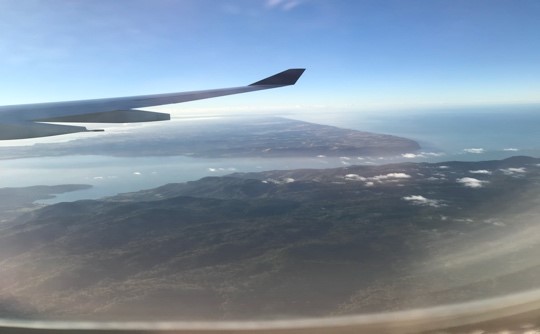 Picture of new Zealand coast taken out of the plane window