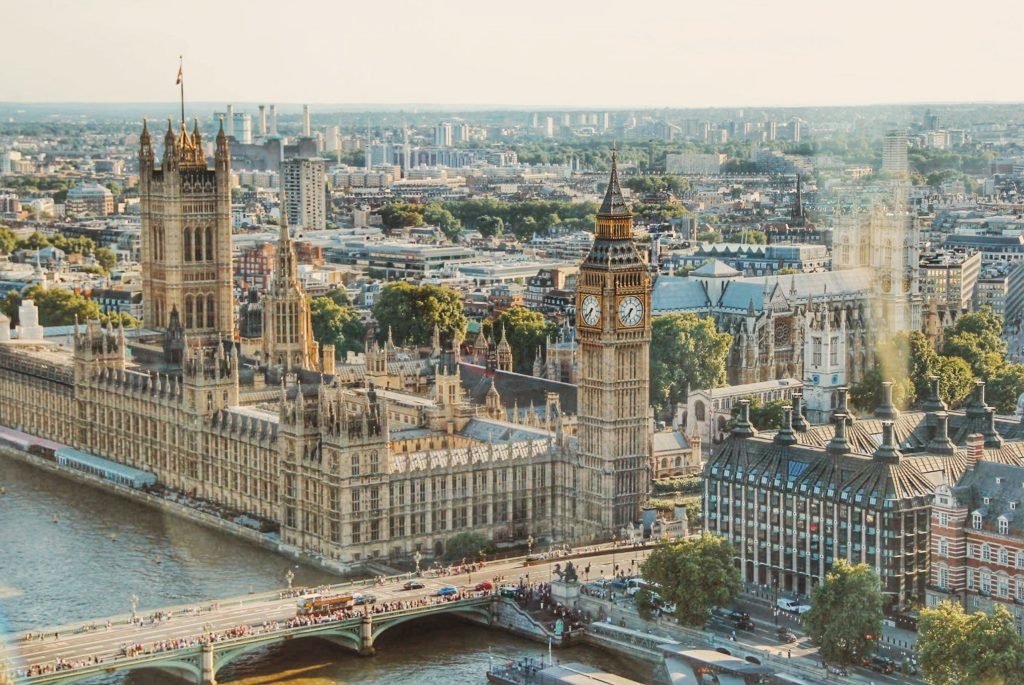 View of the London Skyline featuring Westminster Abbey