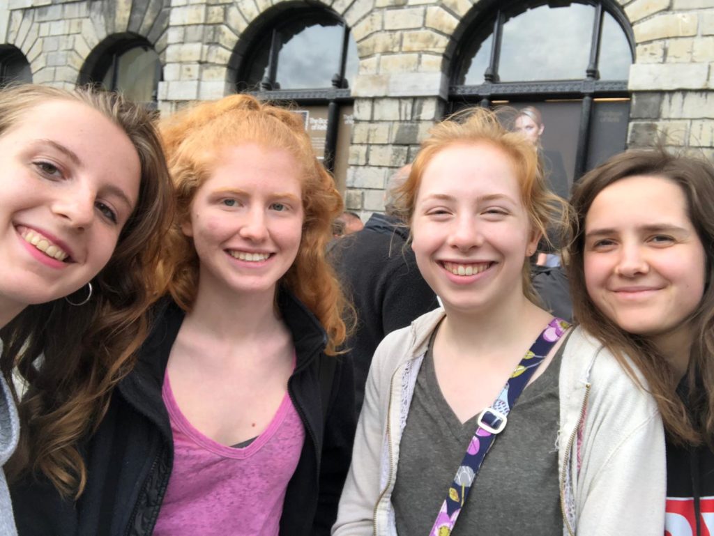 Summer school students pose together in downtown Dublin